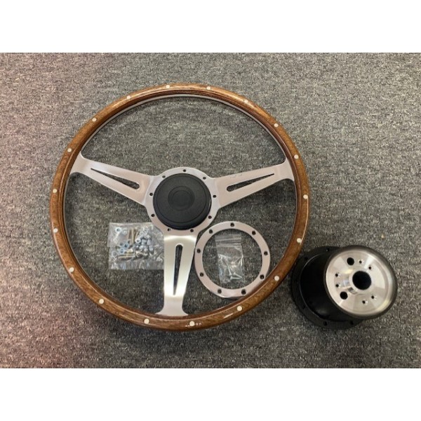 Chesil Steering Wheel Kit - Riveted 15" Mota Lita - Black Kit